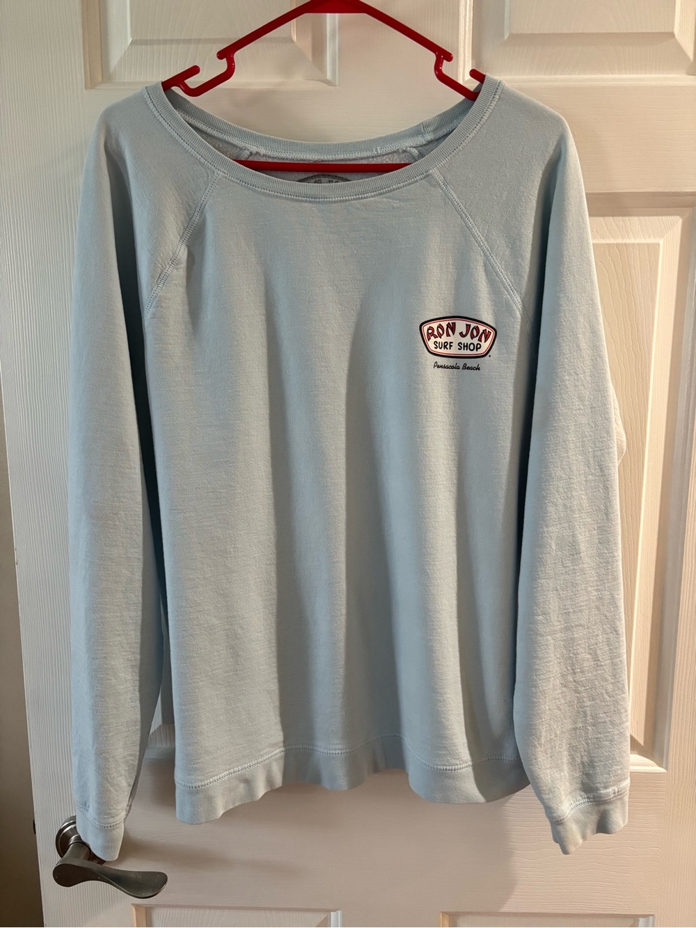 Ron Jon Pale Blue Crewneck Sweatshirt with Chest Patch